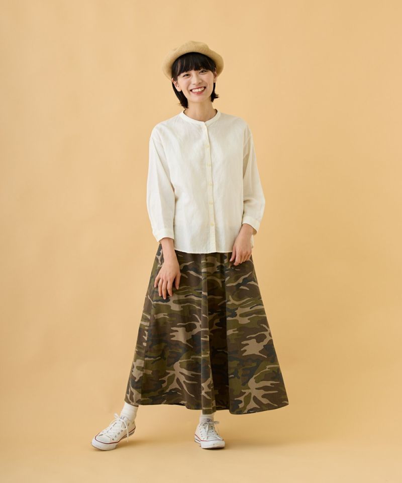 E.m.m.M(イーム)コットンツイル切替迷彩プリントスカート