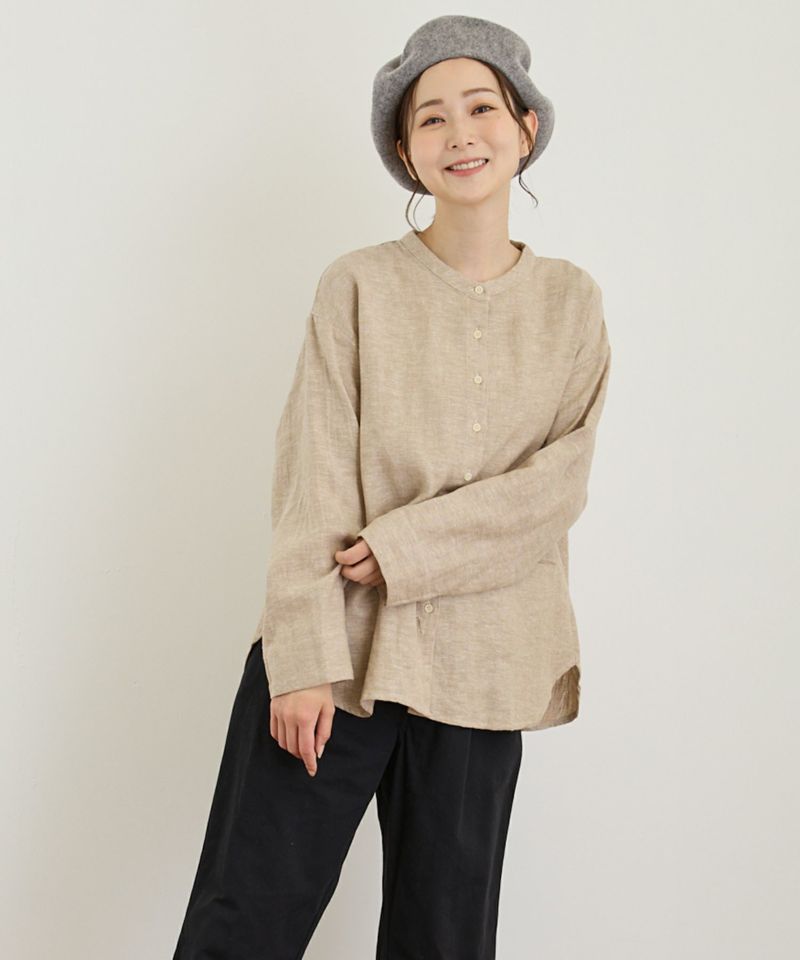 blue willow(ブルーウィロー)コットンリネンヘリンボンシャツ
