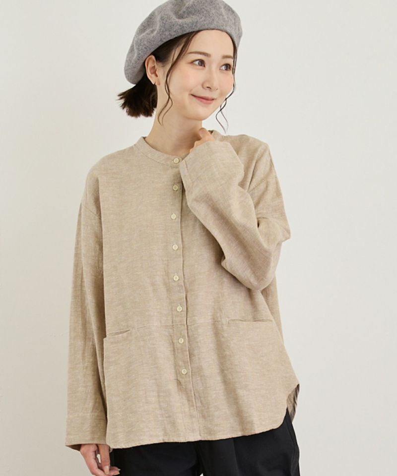 blue willow(ブルーウィロー)コットンリネンヘリンボンシャツ