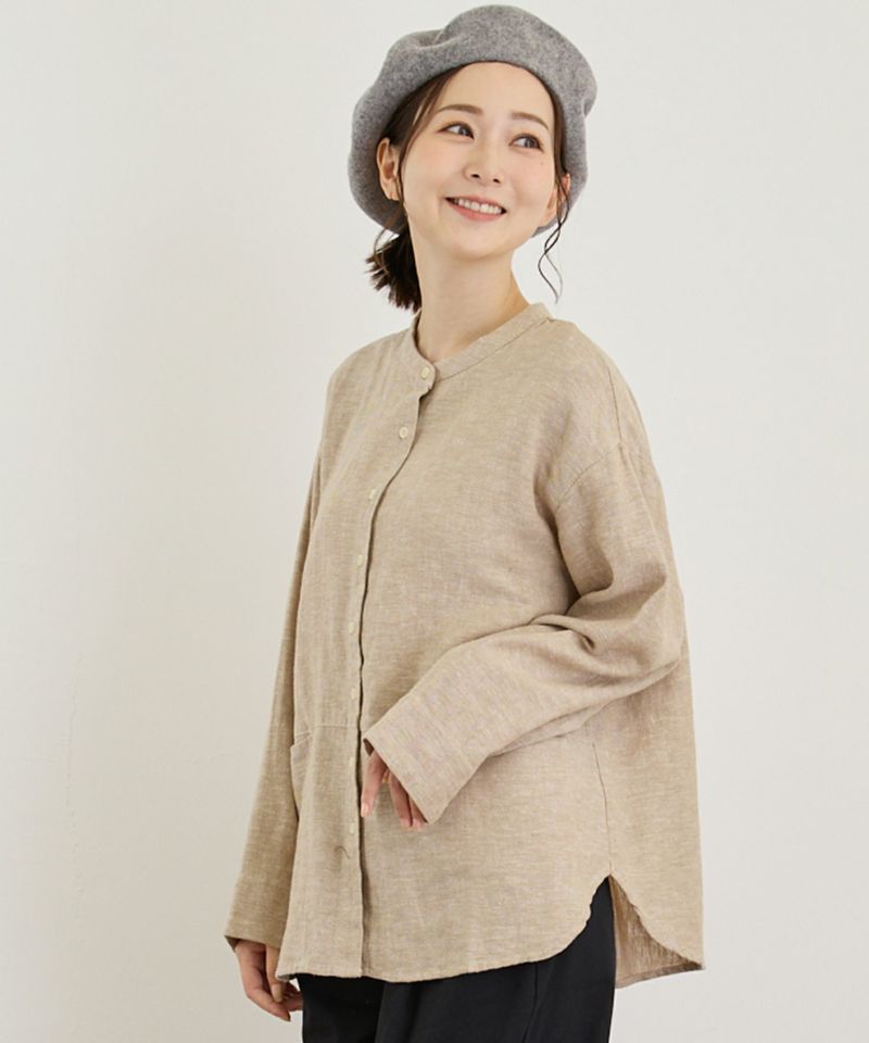 blue willow(ブルーウィロー)コットンリネンヘリンボンシャツ