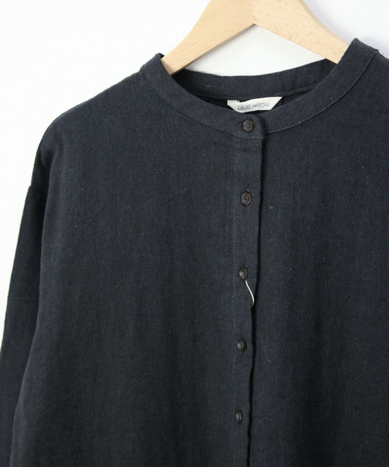 blue willow(ブルーウィロー)コットンリネンヘリンボンシャツ